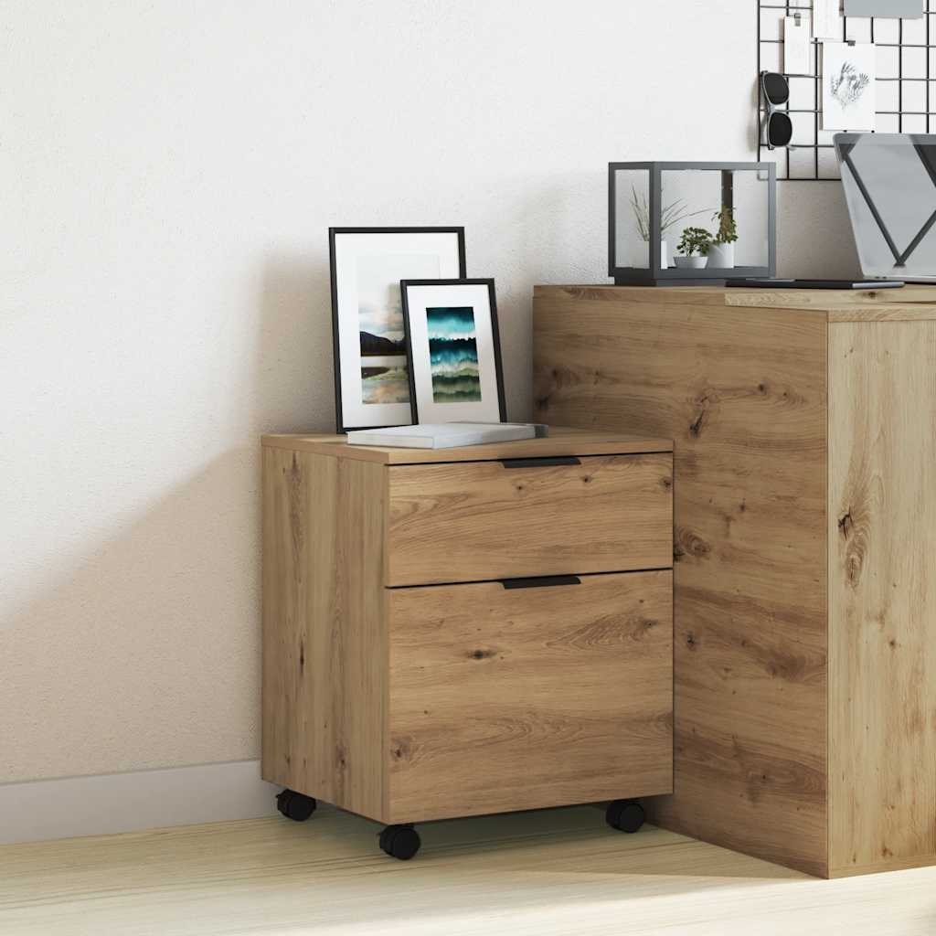 vidaXL Mobilna szafka na dokumenty kółkami dąb artisan Drewno klejone