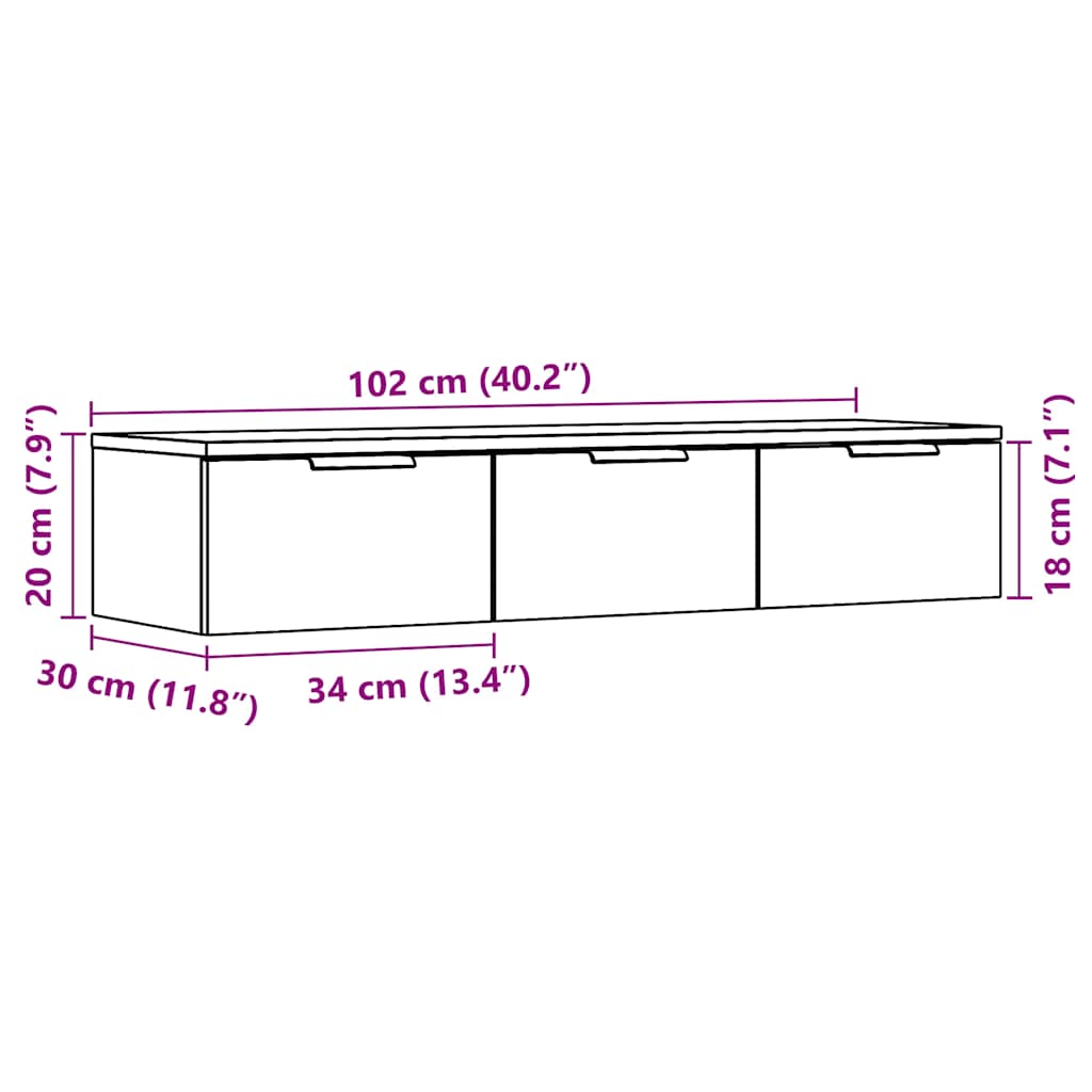 vidaXL Szafka ścienna Stare drewno 102x30x20 cm Drewno klejone