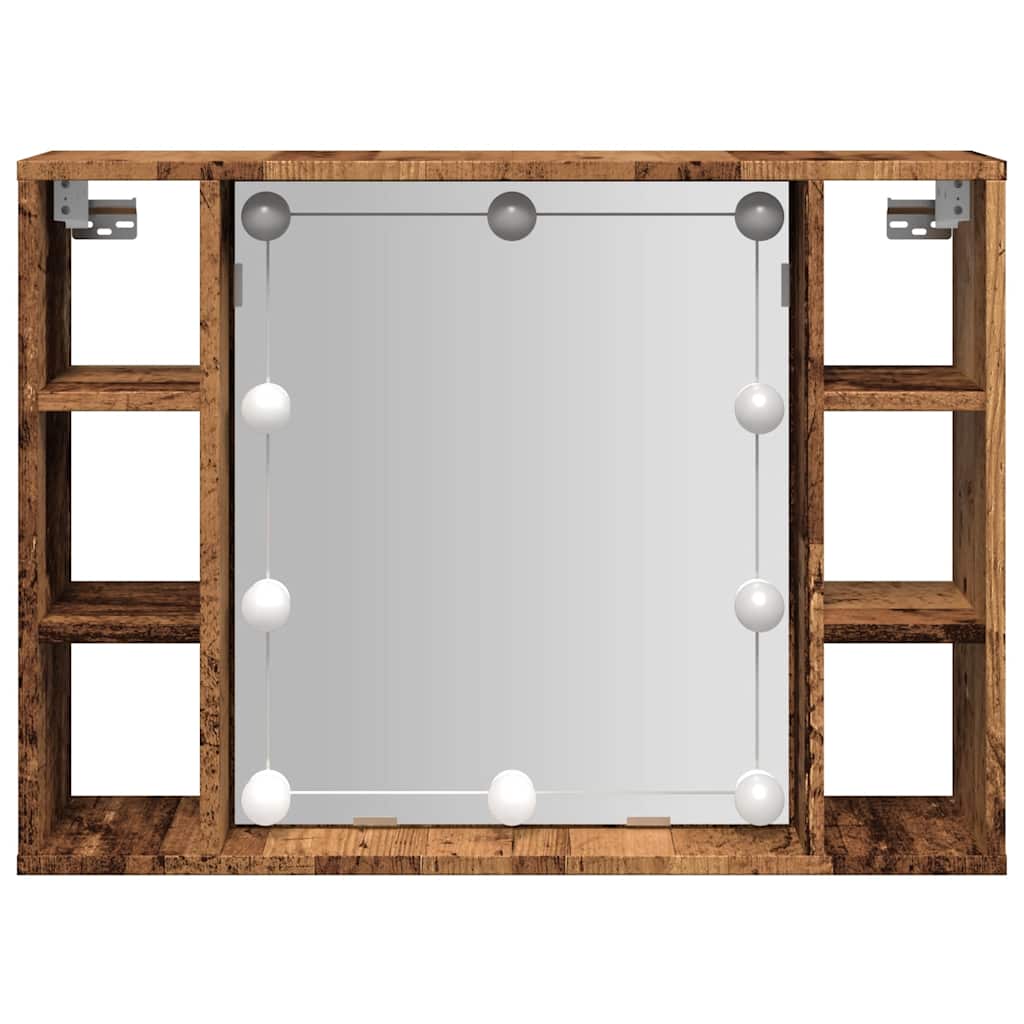 vidaXL Szafka z lustrem i LED, kolor starego drewna, 76x15x55 cm