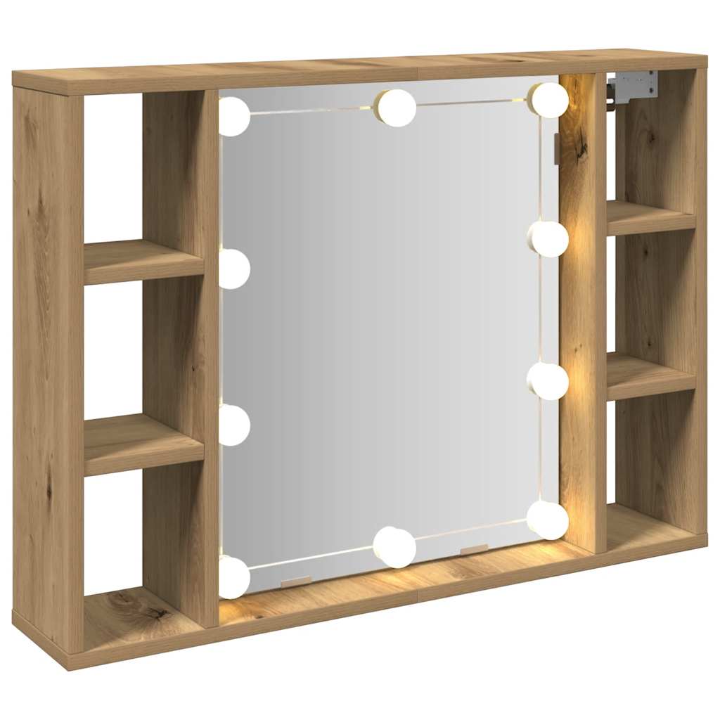 vidaXL Szafka z lustrem i oświetleniem LED, dąb artisan, 76x15x55 cm