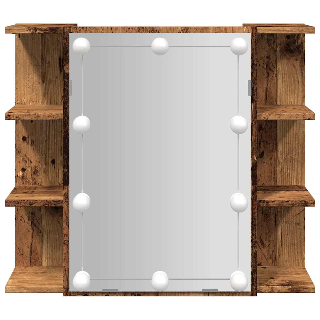 vidaXL Szafka lustrzana z diodami LED Stare drewno 70x16,5x60 cm