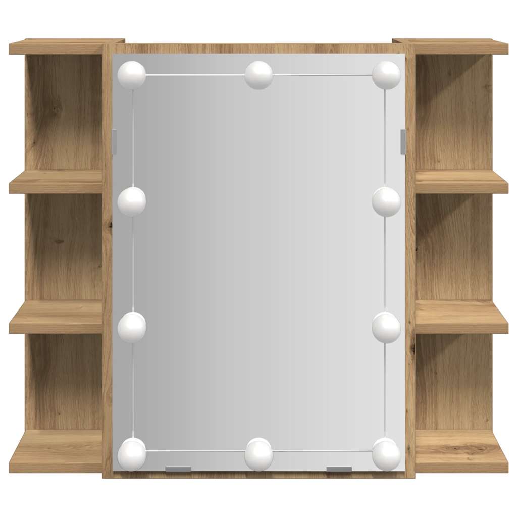 vidaXL Szafka lustrzana z diodami LED dąb artisan 70x16,5x60 cm