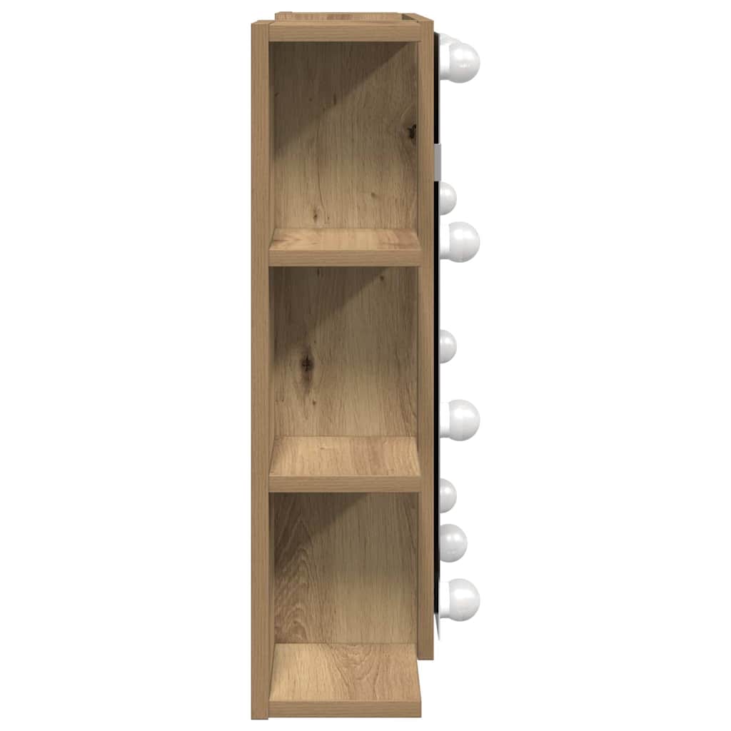 vidaXL Szafka lustrzana z diodami LED dąb artisan 70x16,5x60 cm