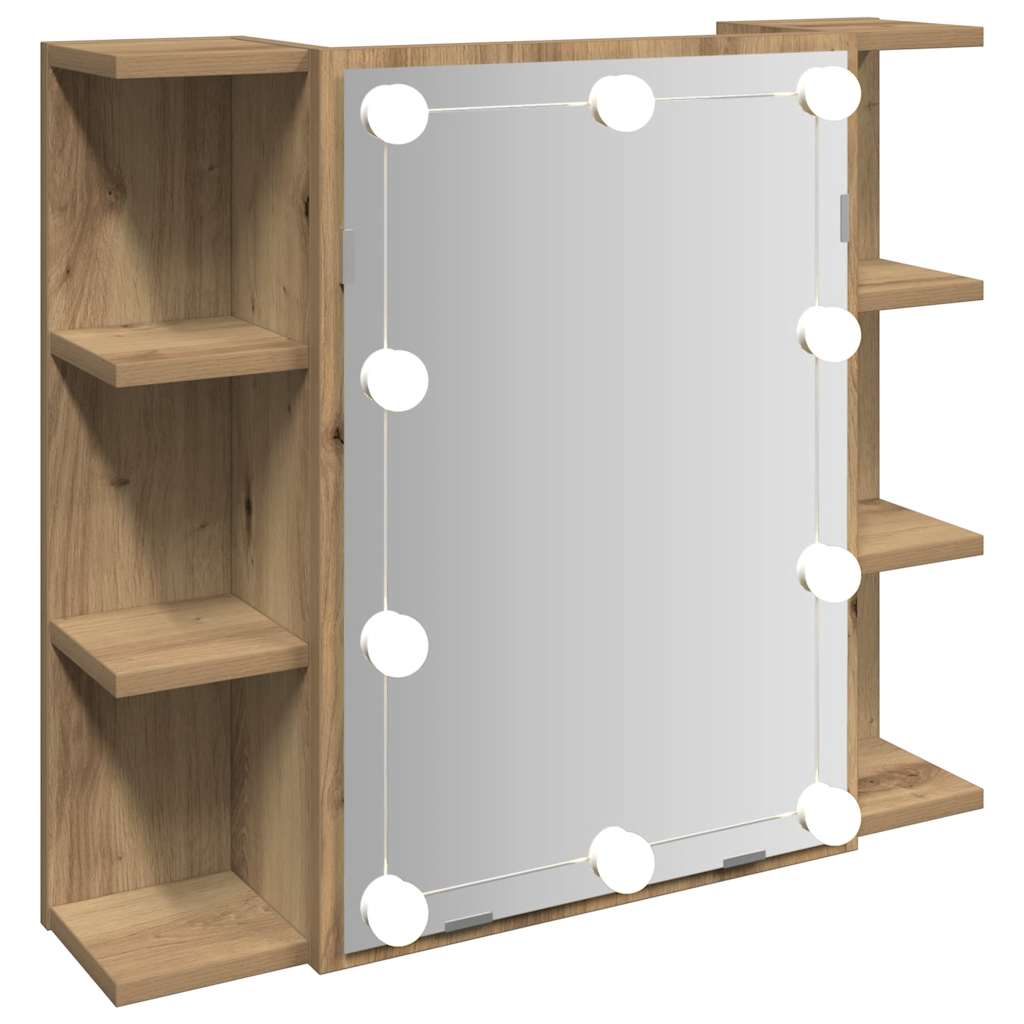 vidaXL Szafka lustrzana z diodami LED dąb artisan 70x16,5x60 cm