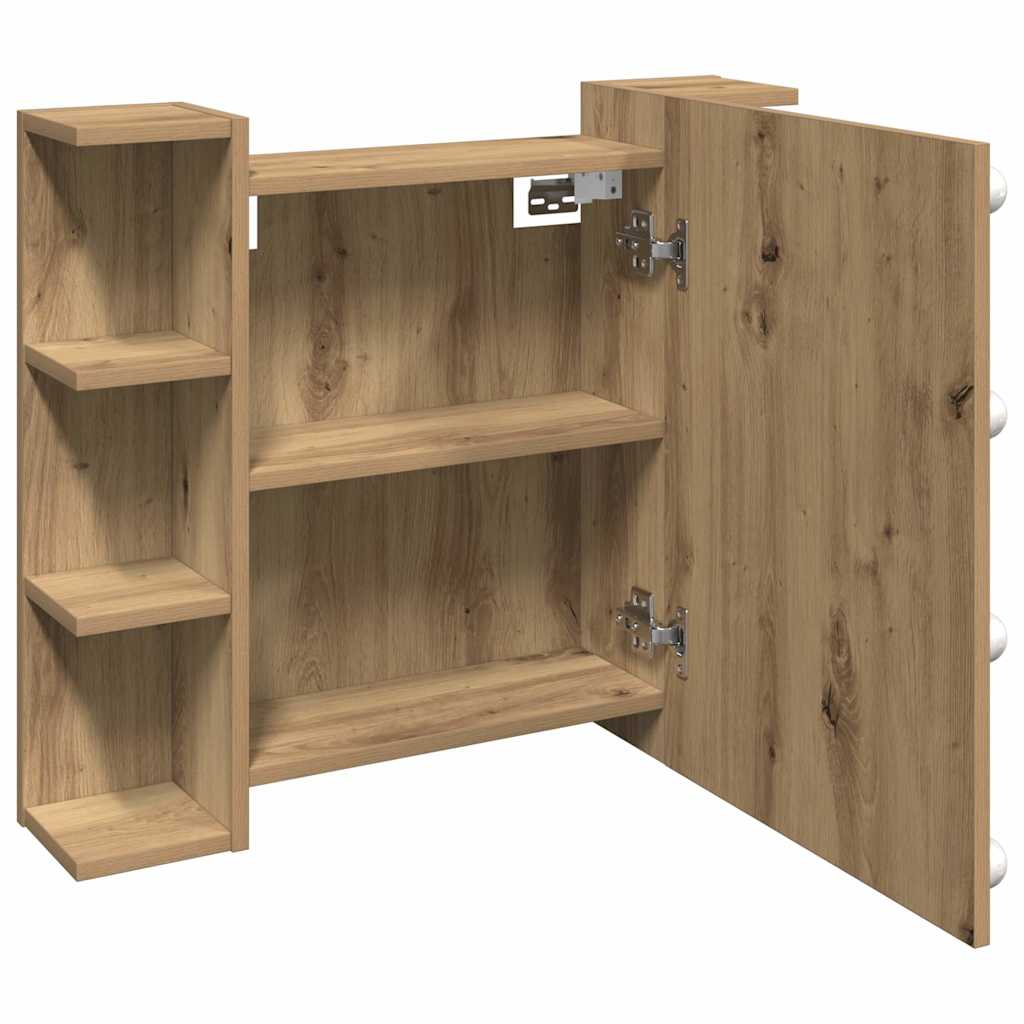 vidaXL Szafka lustrzana z diodami LED dąb artisan 70x16,5x60 cm