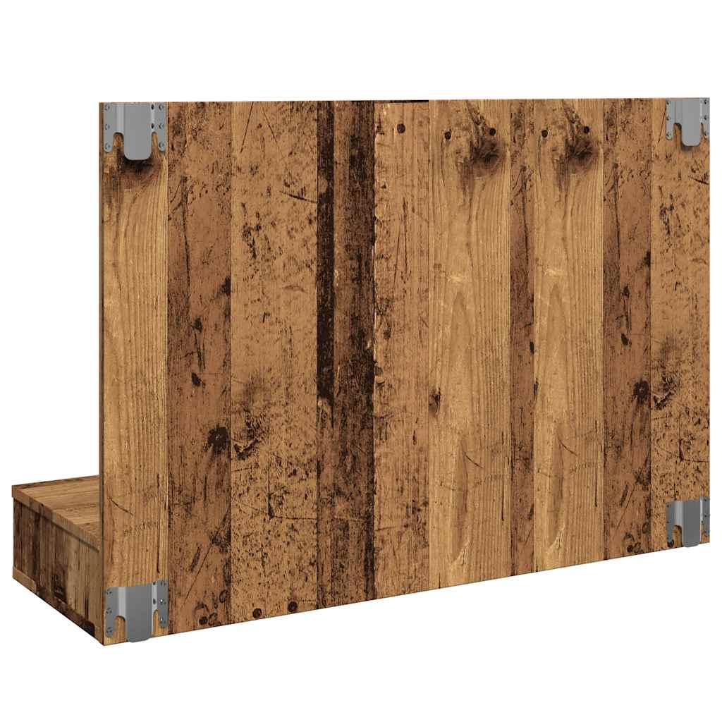 vidaXL Szafka lustrzana z diodami LED Stare drewno 90x31,5x62 cm
