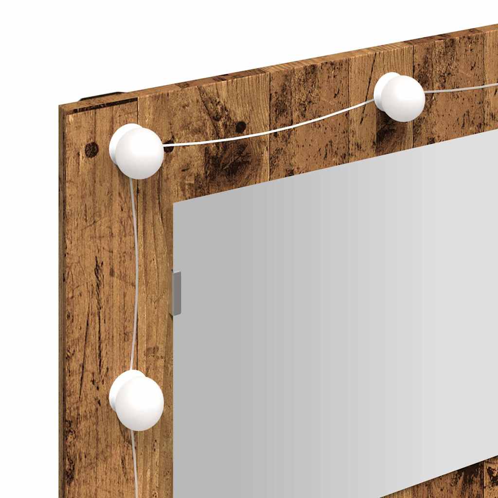 vidaXL Szafka lustrzana z diodami LED Stare drewno 90x31,5x62 cm