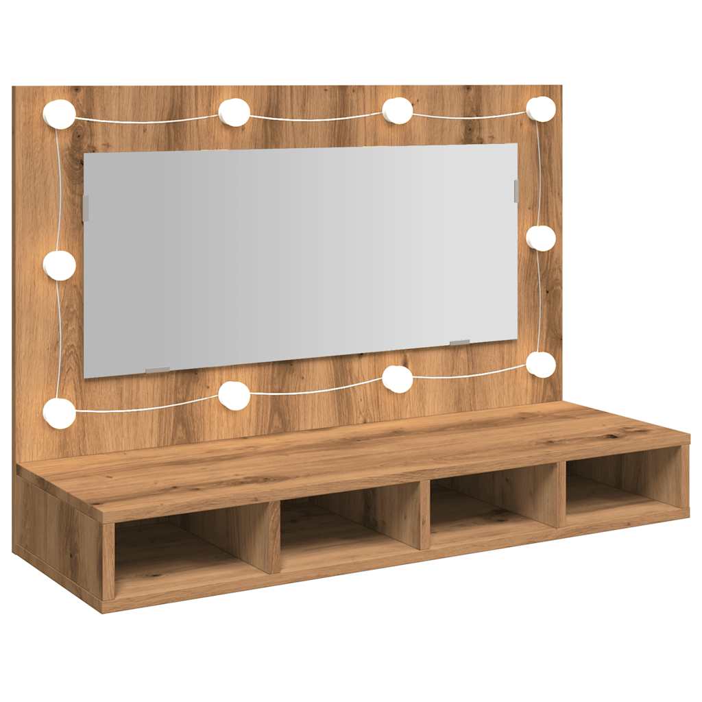 vidaXL Szafka lustrzana z oświetleniem LED Artisan Oak 90x31,5x62 cm
