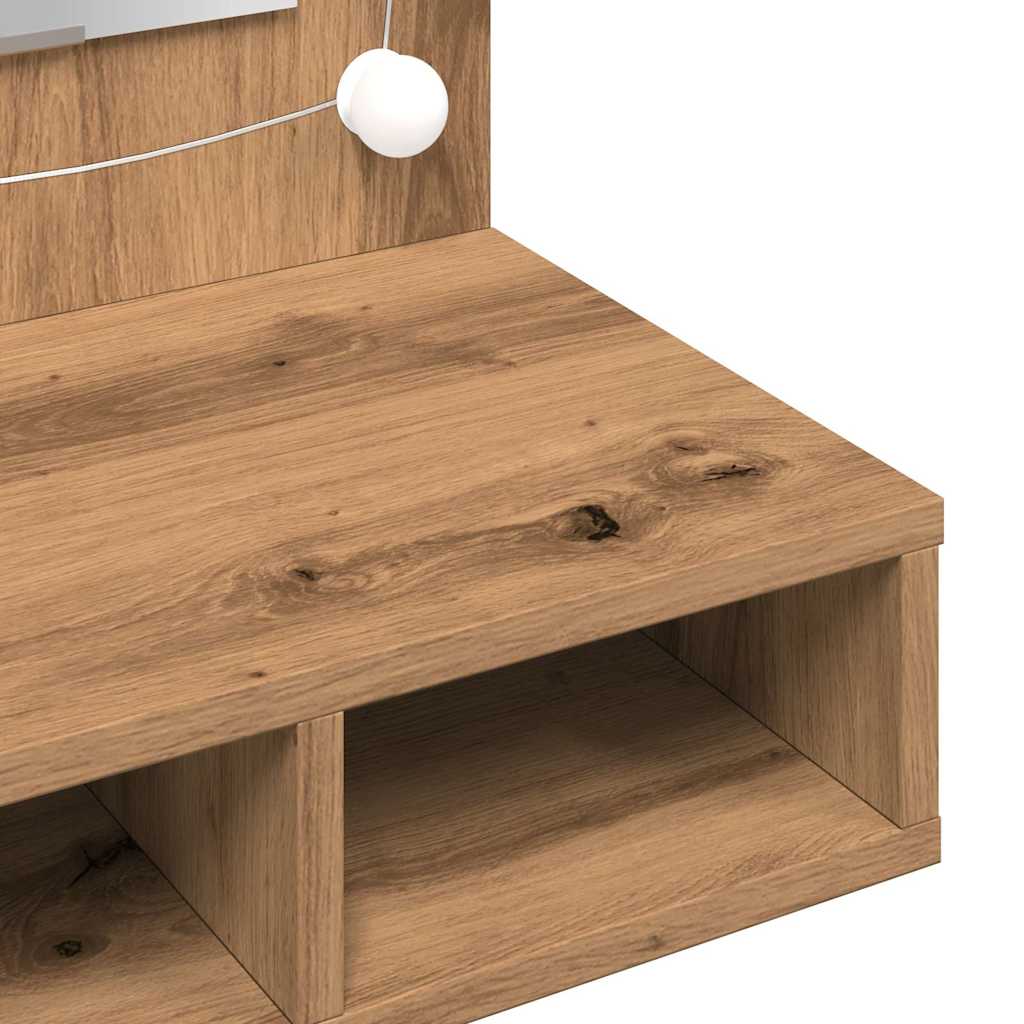 vidaXL Szafka lustrzana z oświetleniem LED Artisan Oak 90x31,5x62 cm