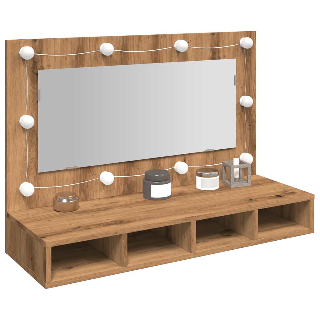 vidaXL Szafka lustrzana z oświetleniem LED Artisan Oak 90x31,5x62 cm