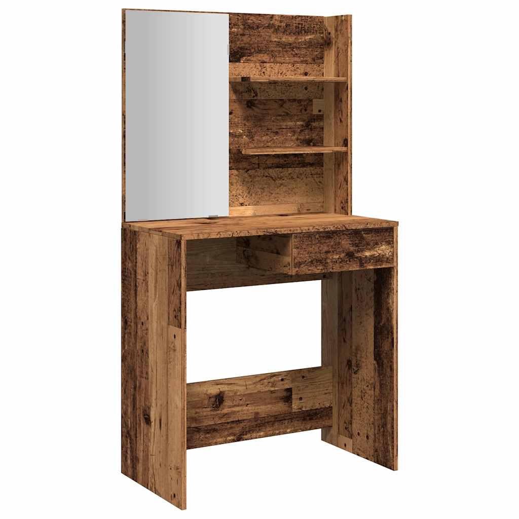 vidaXL Toaletka z lustrem, stare drewno, 74,5x40x141 cm