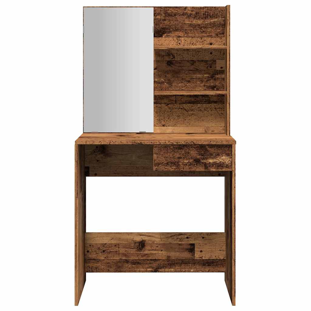 vidaXL Toaletka z lustrem, stare drewno, 74,5x40x141 cm