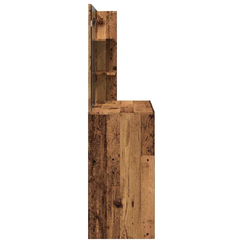 vidaXL Toaletka z lustrem, stare drewno, 74,5x40x141 cm
