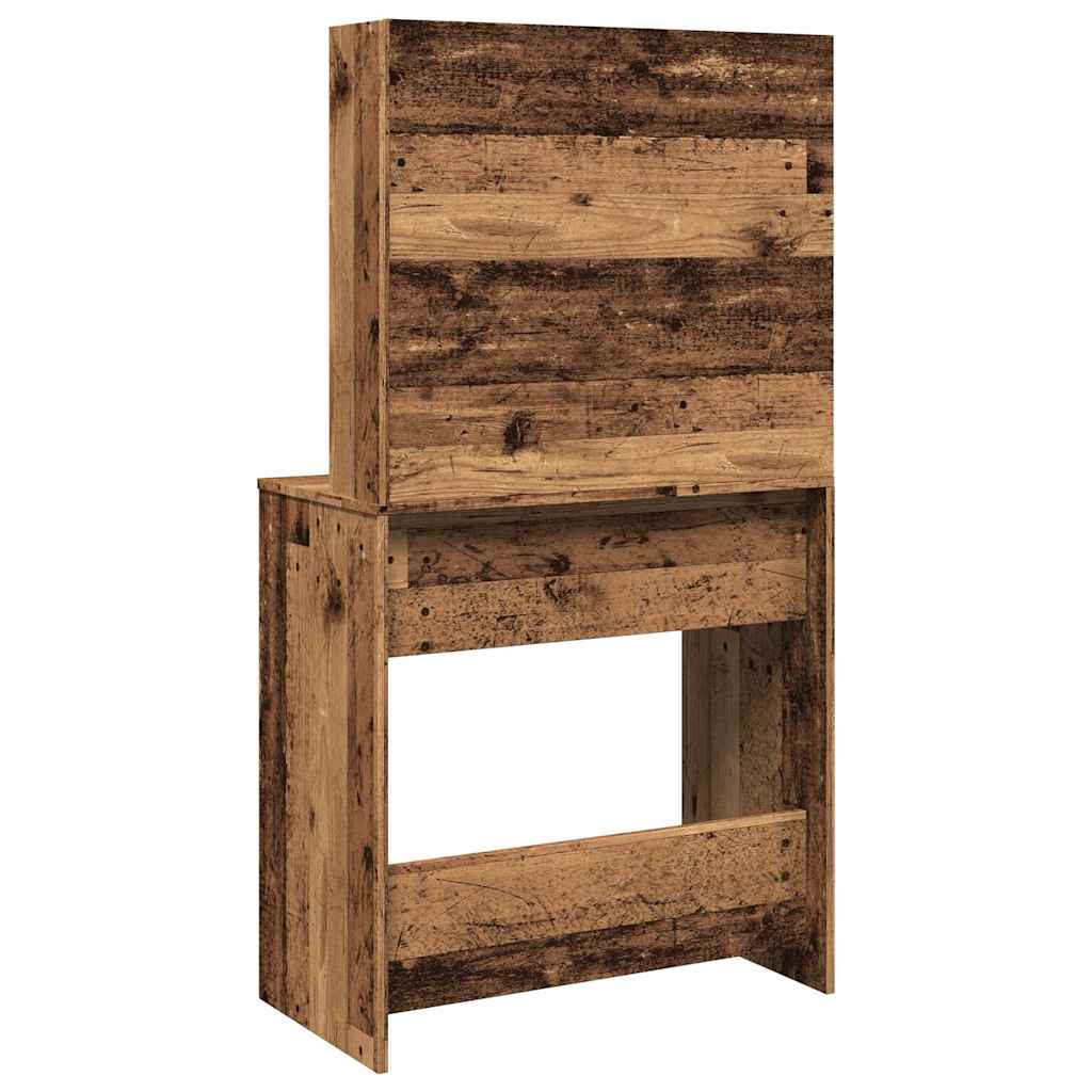 vidaXL Toaletka z lustrem, stare drewno, 74,5x40x141 cm