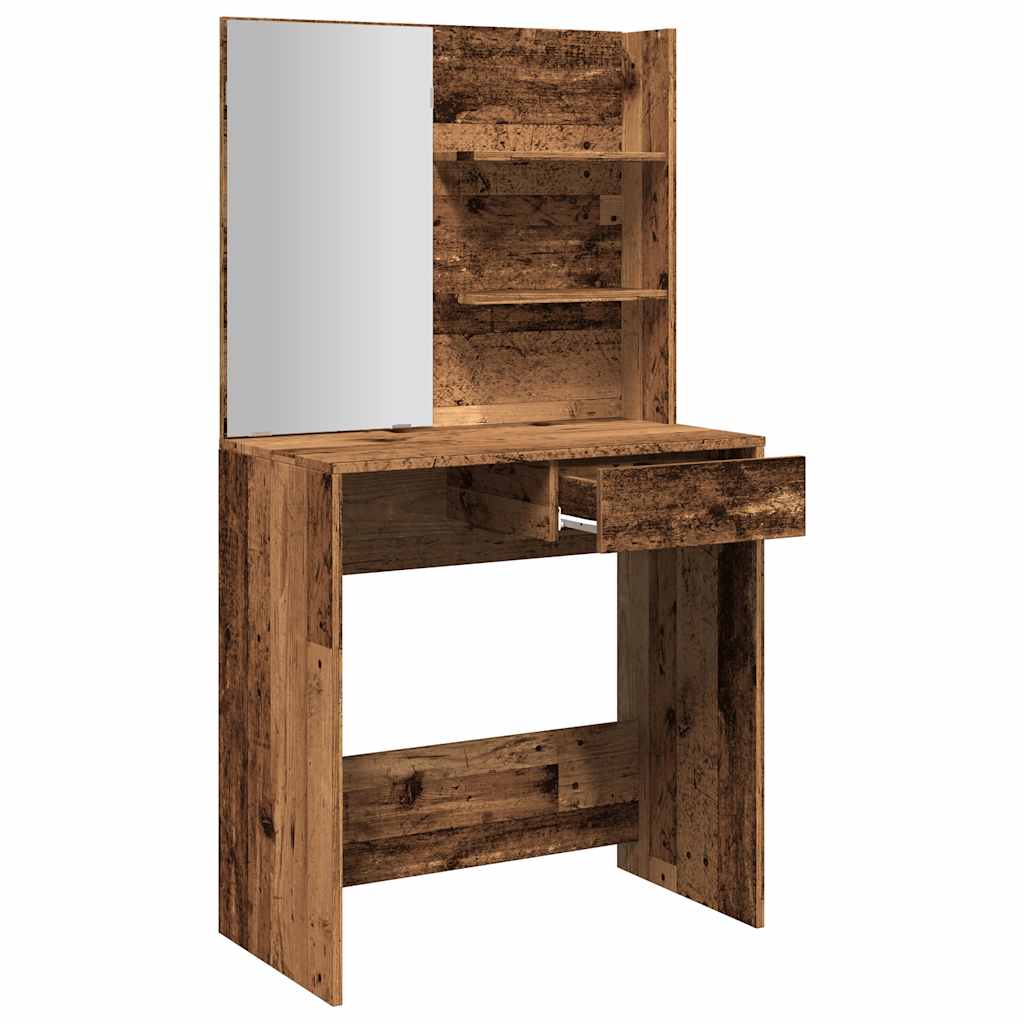 vidaXL Toaletka z lustrem, stare drewno, 74,5x40x141 cm