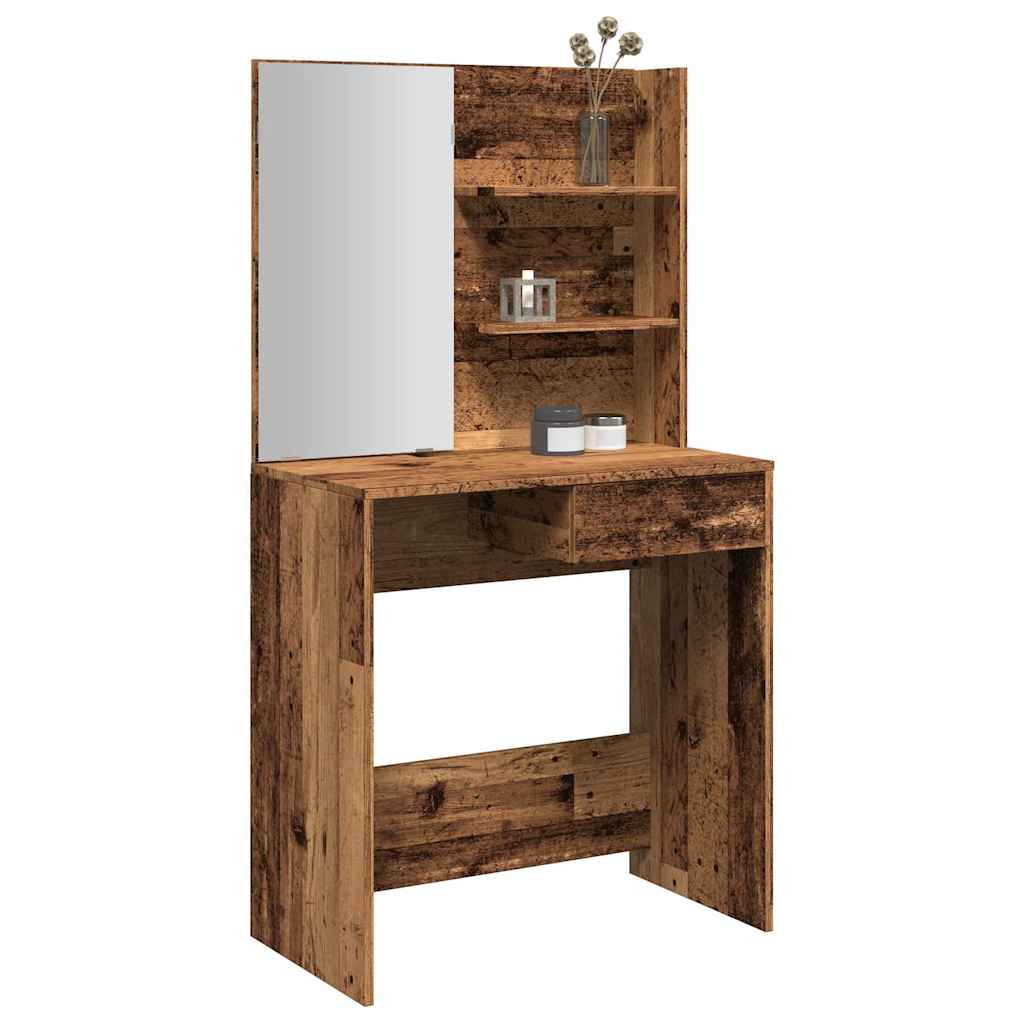 vidaXL Toaletka z lustrem, stare drewno, 74,5x40x141 cm