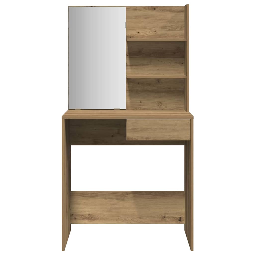 vidaXL Toaletka z lustrem, dąb artisan, 74,5x40x141 cm