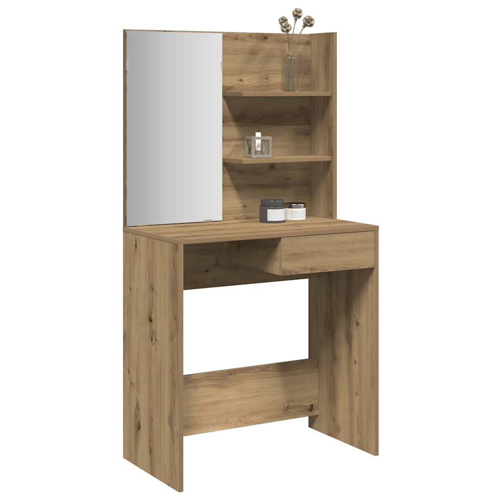 vidaXL Toaletka z lustrem, dąb artisan, 74,5x40x141 cm
