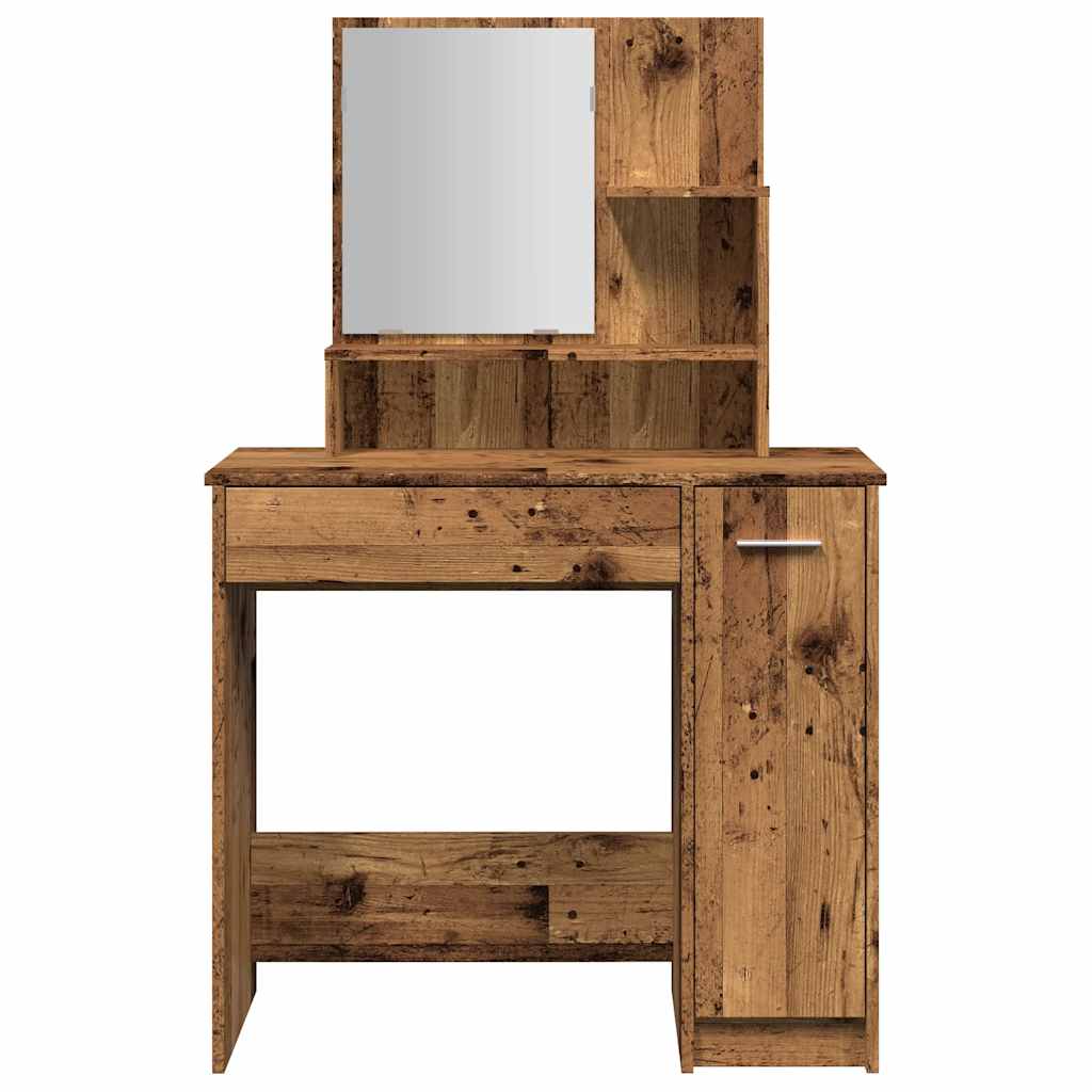 vidaXL Toaletka z lustrem Stare drewno 86,5x35x136 cm