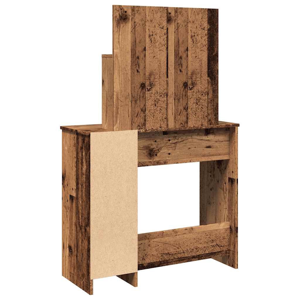 vidaXL Toaletka z lustrem Stare drewno 86,5x35x136 cm
