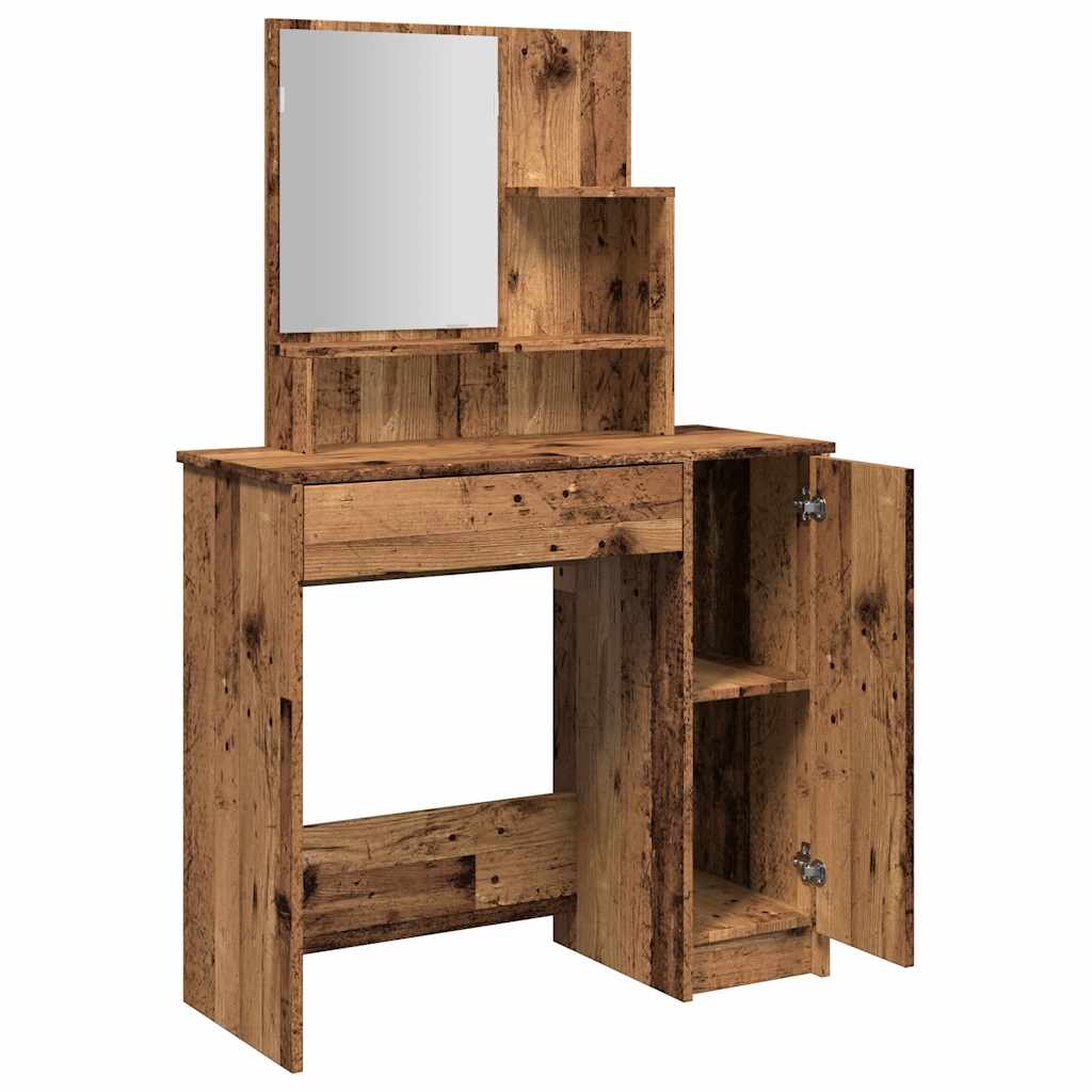 vidaXL Toaletka z lustrem Stare drewno 86,5x35x136 cm