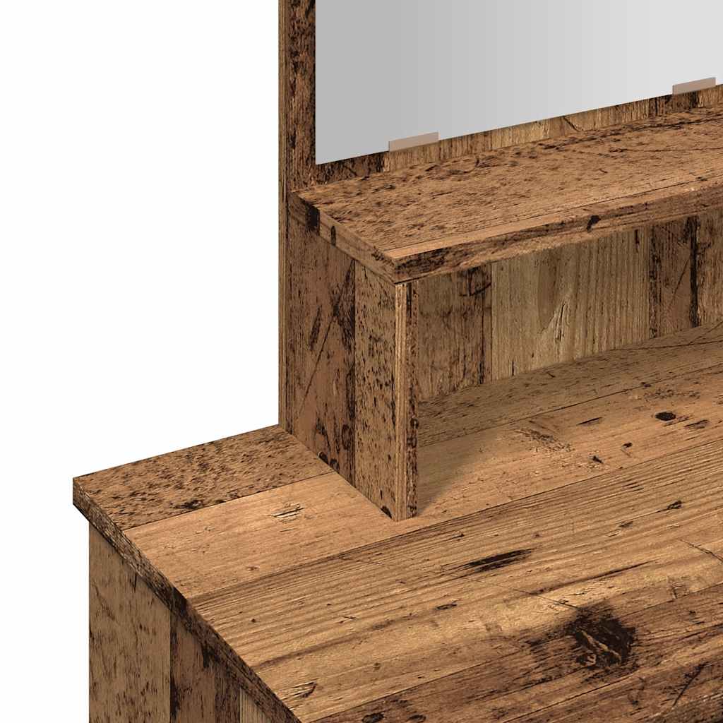 vidaXL Toaletka z lustrem Stare drewno 86,5x35x136 cm