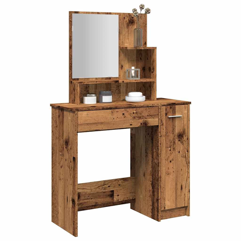vidaXL Toaletka z lustrem Stare drewno 86,5x35x136 cm