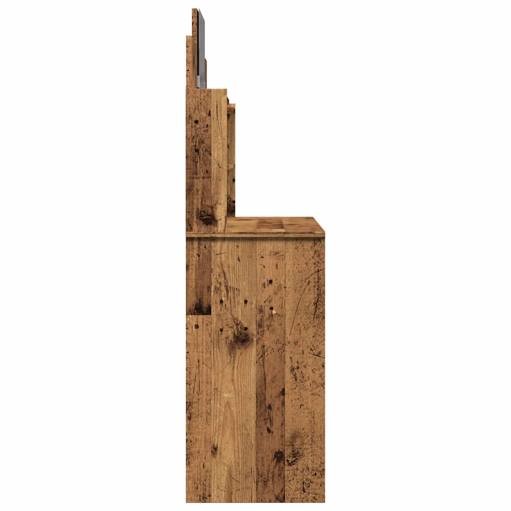 vidaXL Toaletka z lustrem, stare drewno, 96x39x142 cm
