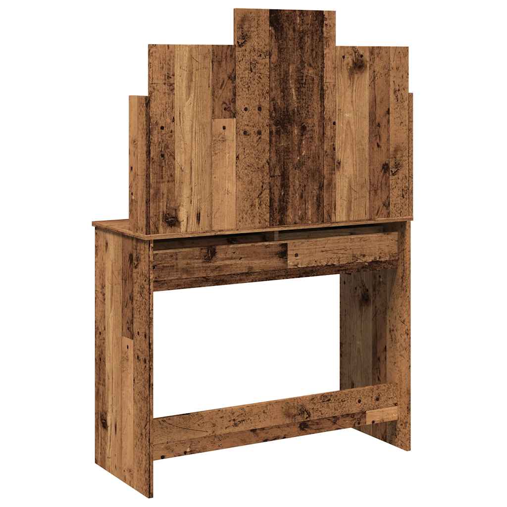 vidaXL Toaletka z lustrem, stare drewno, 96x39x142 cm