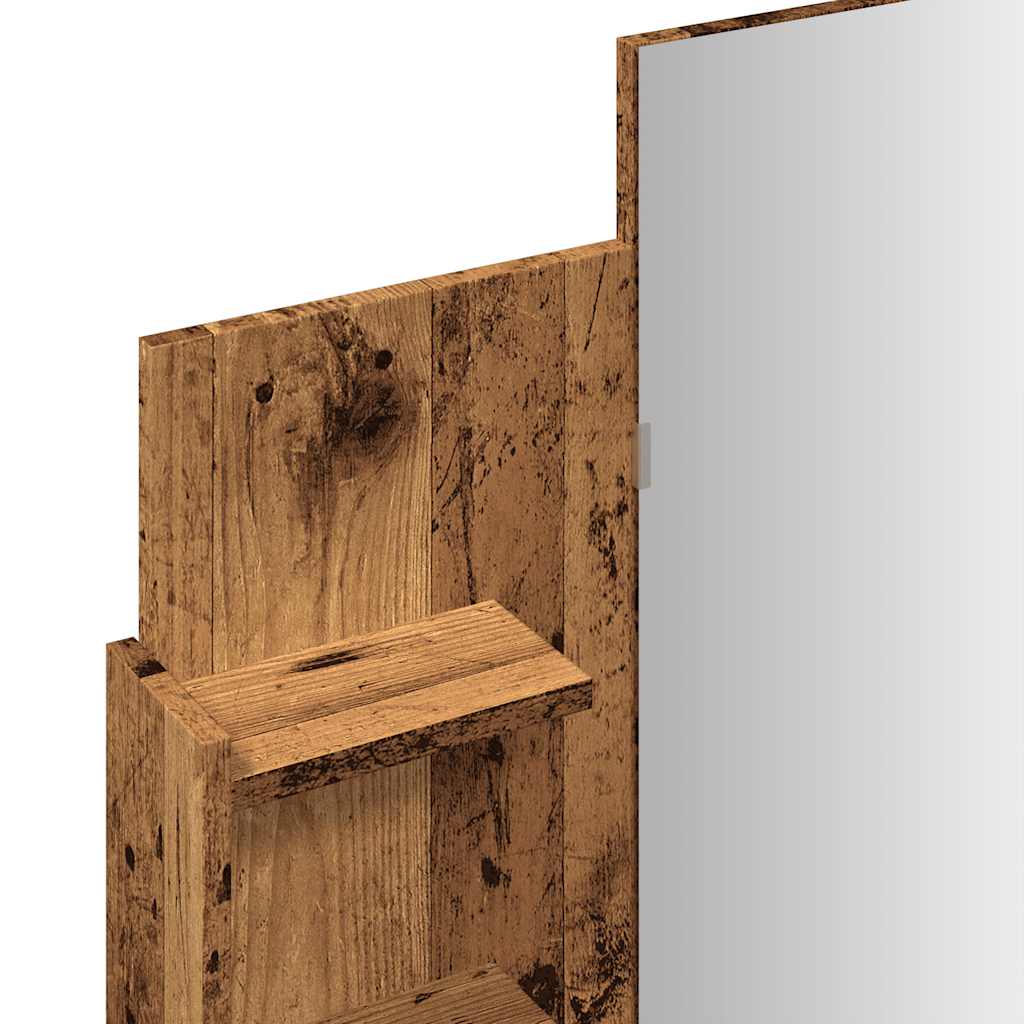 vidaXL Toaletka z lustrem, stare drewno, 96x39x142 cm