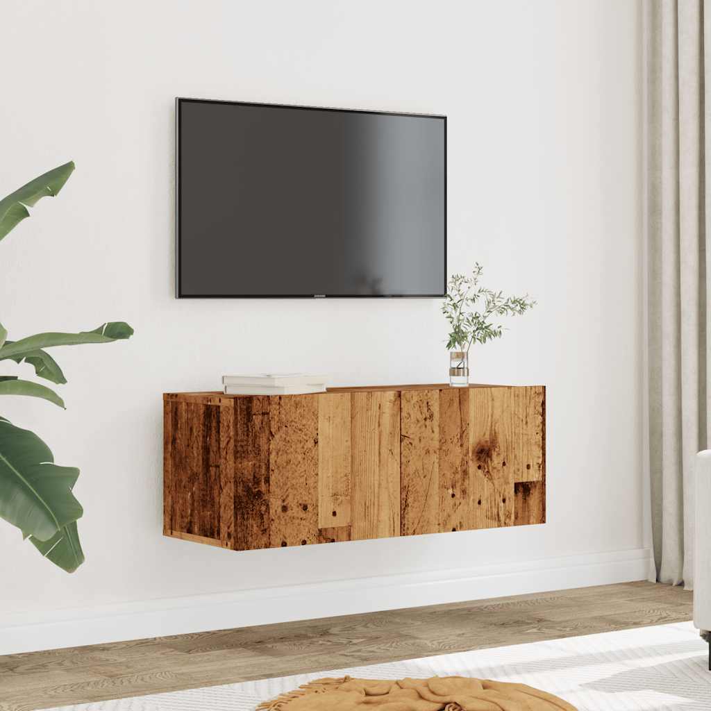 vidaXL Ścienne szafki TV, 2 szt., stare drewno, 80x30x30 cm