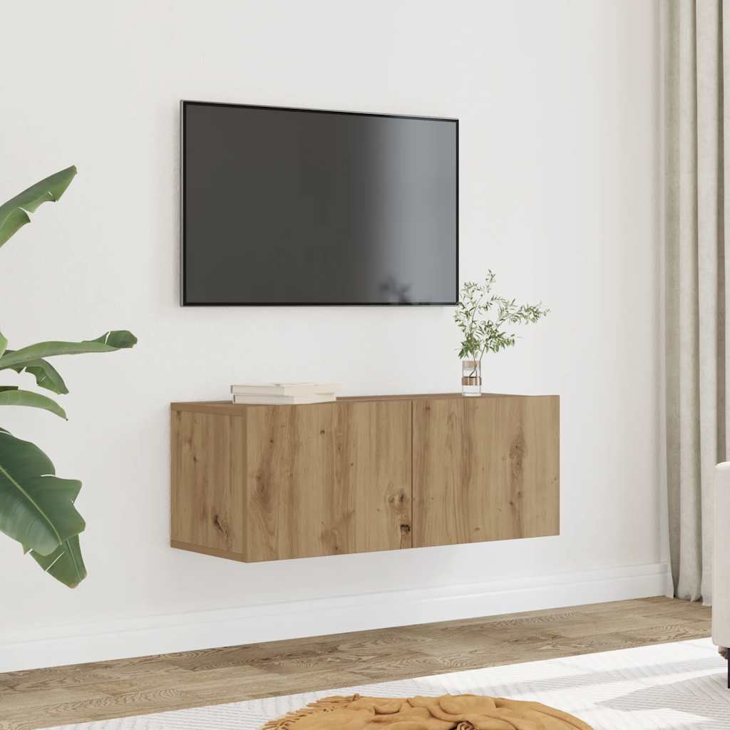 vidaXL Ścienne szafki TV, 2 szt., dąb artisian, 80x30x30 cm
