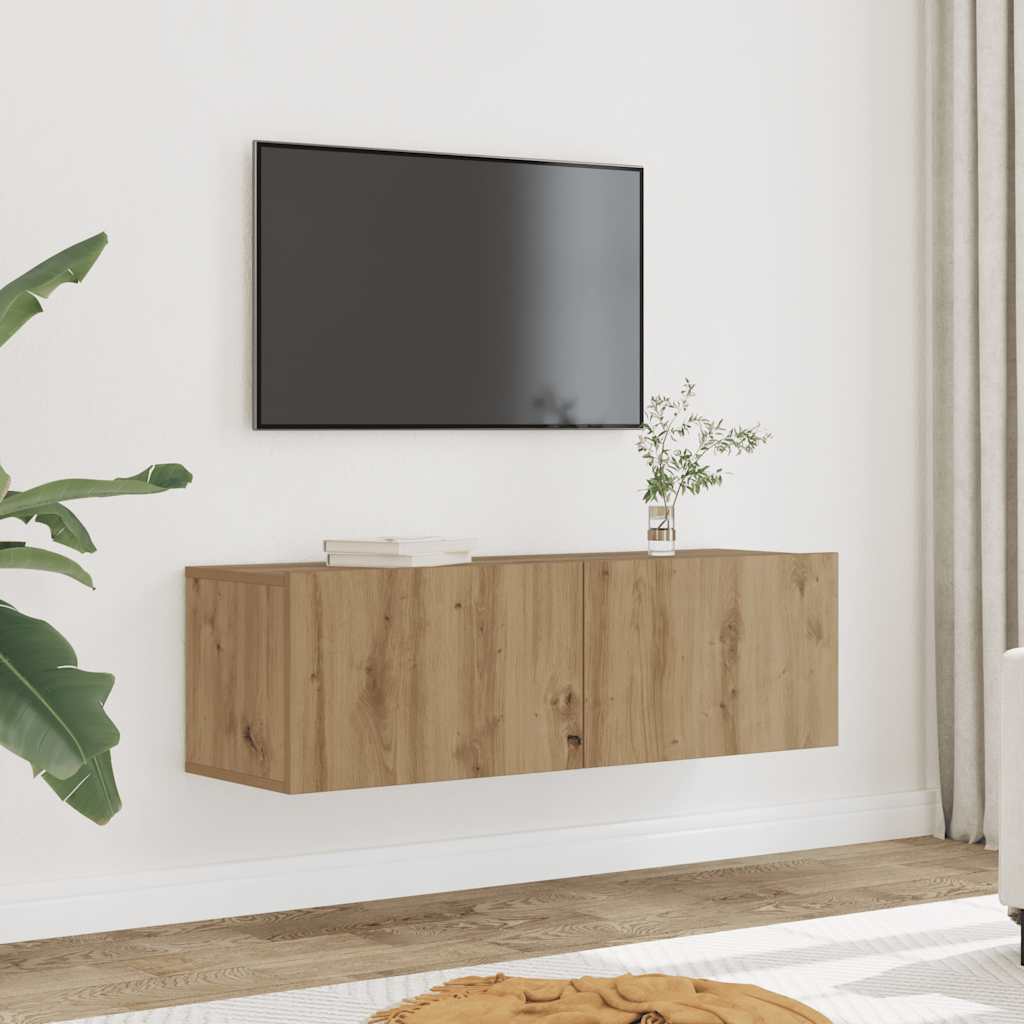 vidaXL Ścienne szafki TV, 2 szt., dąb artisian, 100x30x30 cm