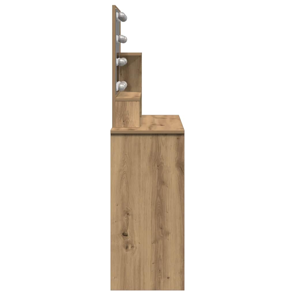 vidaXL Toaletka z oświetleniem LED, dąb artisan, 86,5x35x136 cm