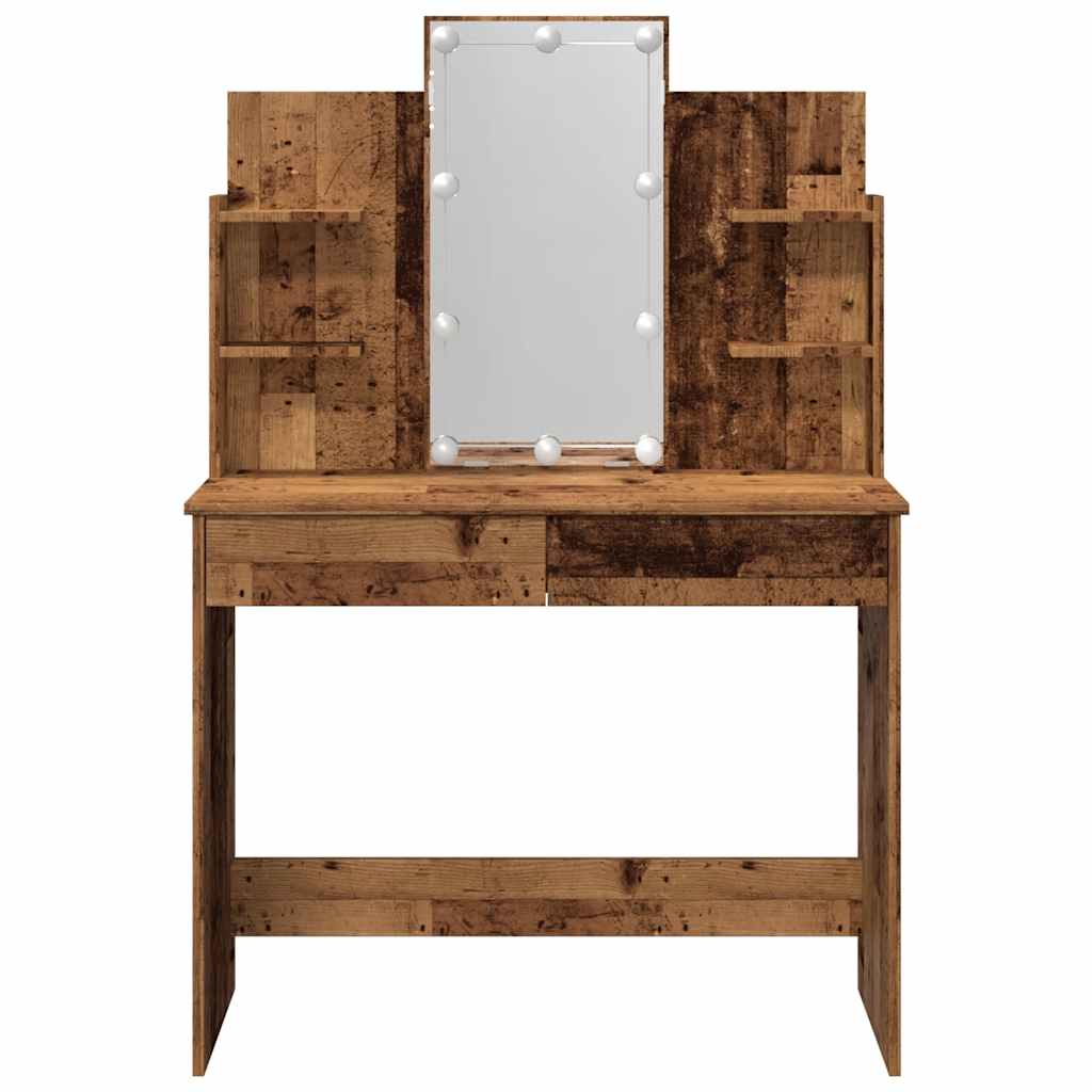vidaXL Toaletka z oświetleniem LED, stare drewno, 96x40x142 cm