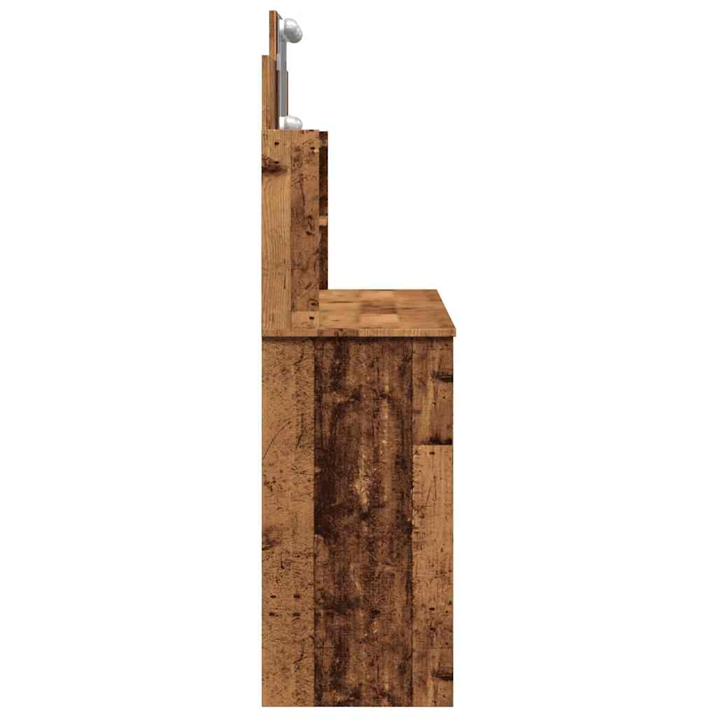 vidaXL Toaletka z oświetleniem LED, stare drewno, 96x40x142 cm