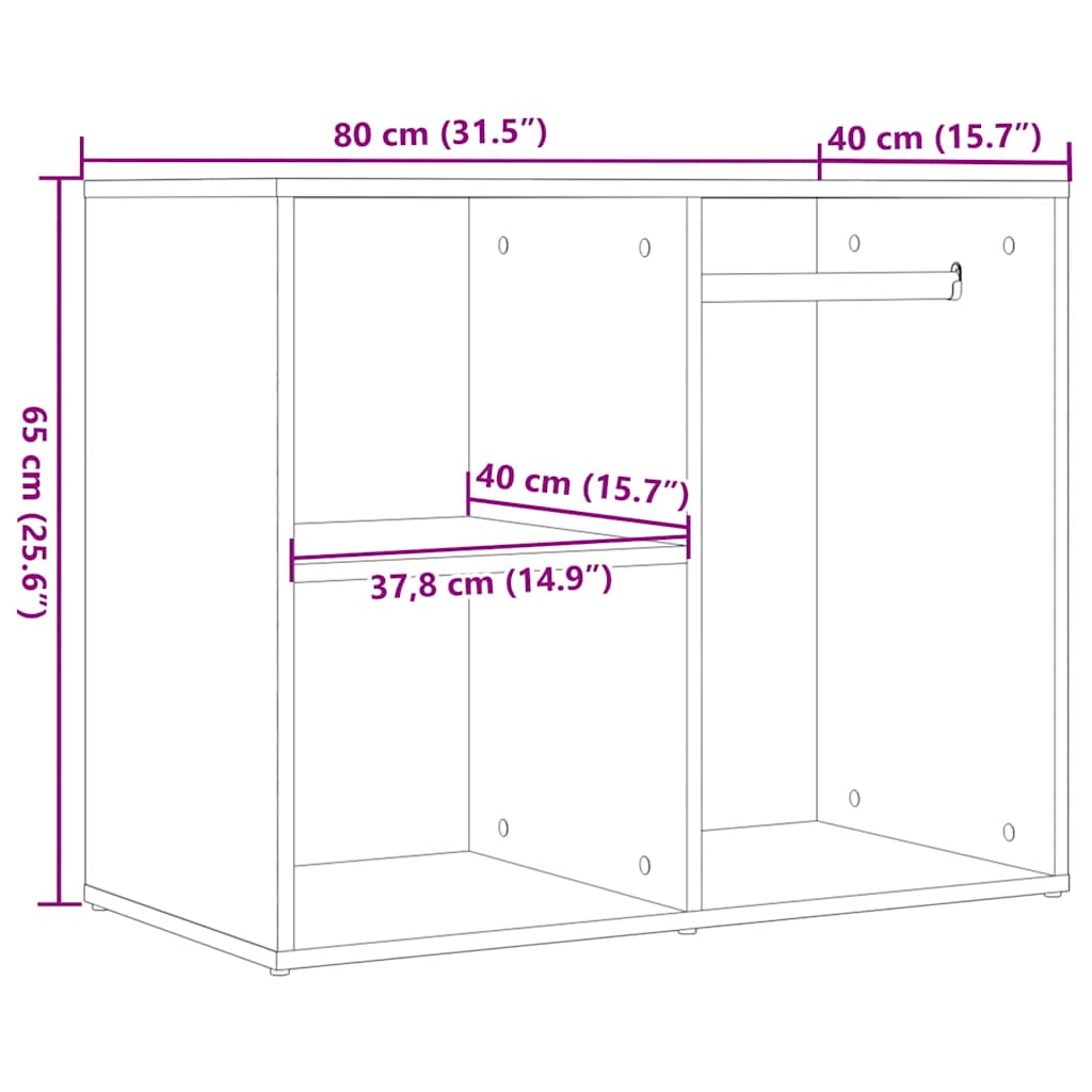 vidaXL Szafka na ubrania Stare drewno 80x40x65 cm Drewno klejone