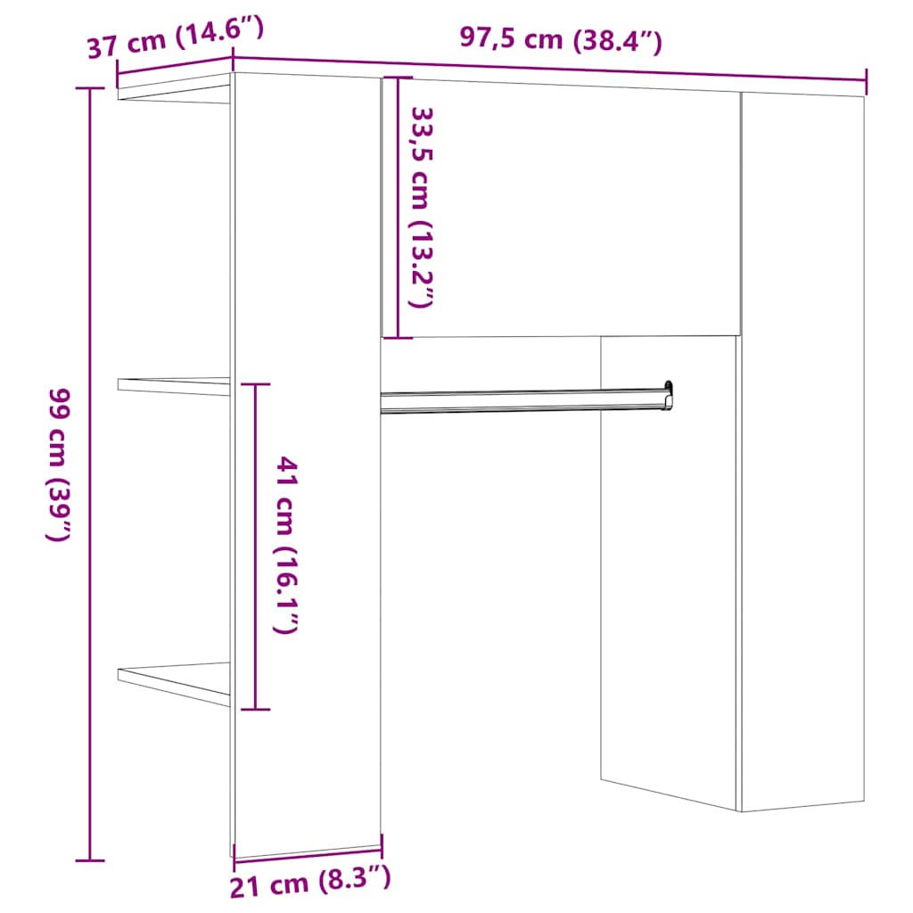 vidaXL Szafka do przedpokoju Stare drewno 97,5x37x99 cm Drewno klejone