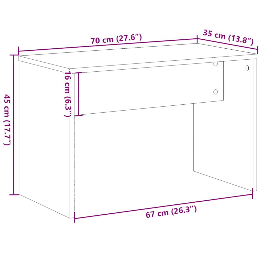 vidaXL Taboret toaletowy Stare drewno 70x35x45 cm Drewno klejone