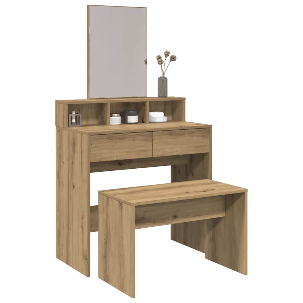 vidaXL Taboret toaletowy Artisan Oak 70x35x45 cm Drewno klejone