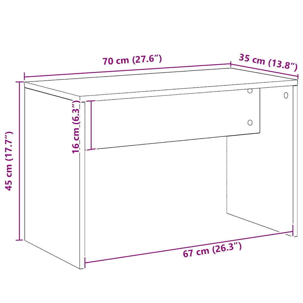 vidaXL Taboret toaletowy Artisan Oak 70x35x45 cm Drewno klejone