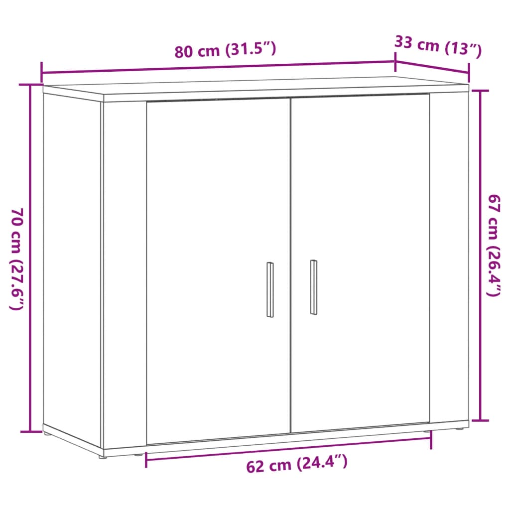 vidaXL Szafka, stare drewno, 80x33x70 cm, materiał drewnopochodny