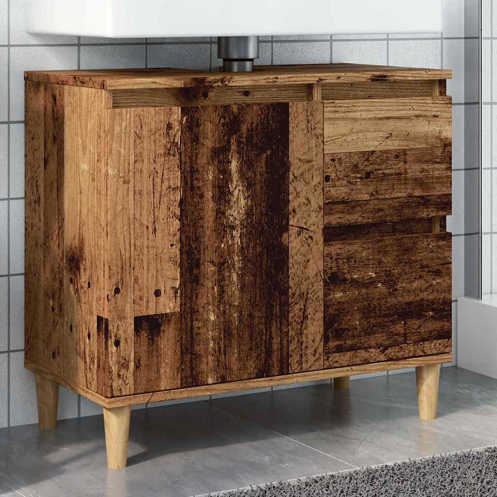 vidaXL Szafka pod umywalkę, stare drewno, 65x33x60 cm