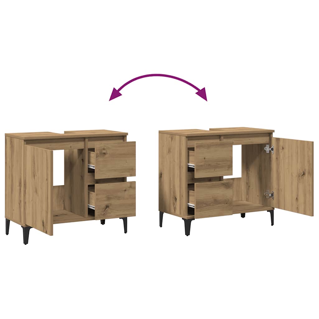 vidaXL Szafka pod umywalkę, dąb artisan, 65x33x60 cm