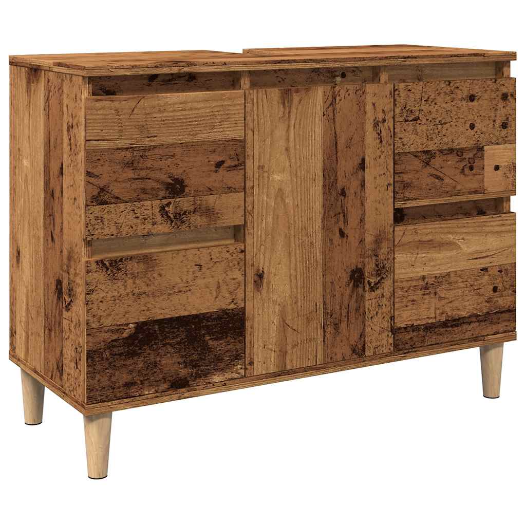 vidaXL Szafka pod umywalkę, stare drewno, 80x33x60 cm