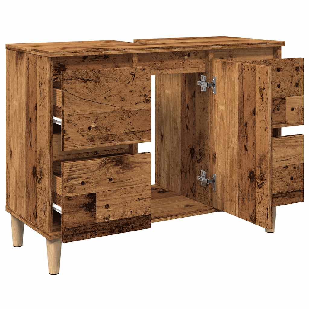 vidaXL Szafka pod umywalkę, stare drewno, 80x33x60 cm