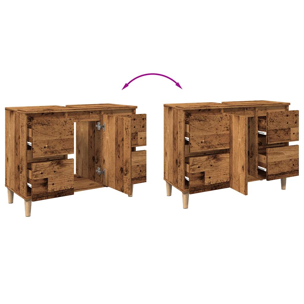vidaXL Szafka pod umywalkę, stare drewno, 80x33x60 cm