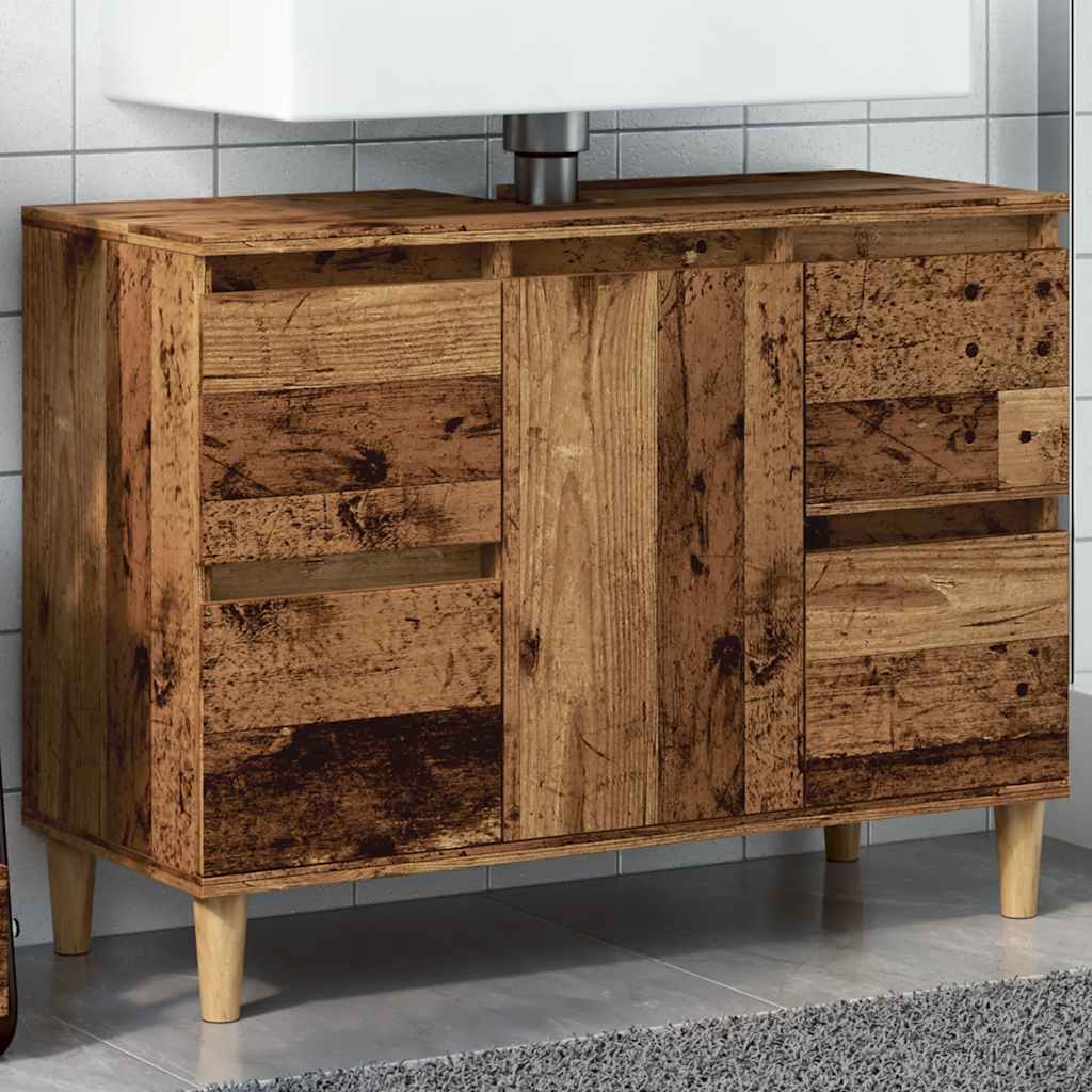 vidaXL Szafka pod umywalkę, stare drewno, 80x33x60 cm