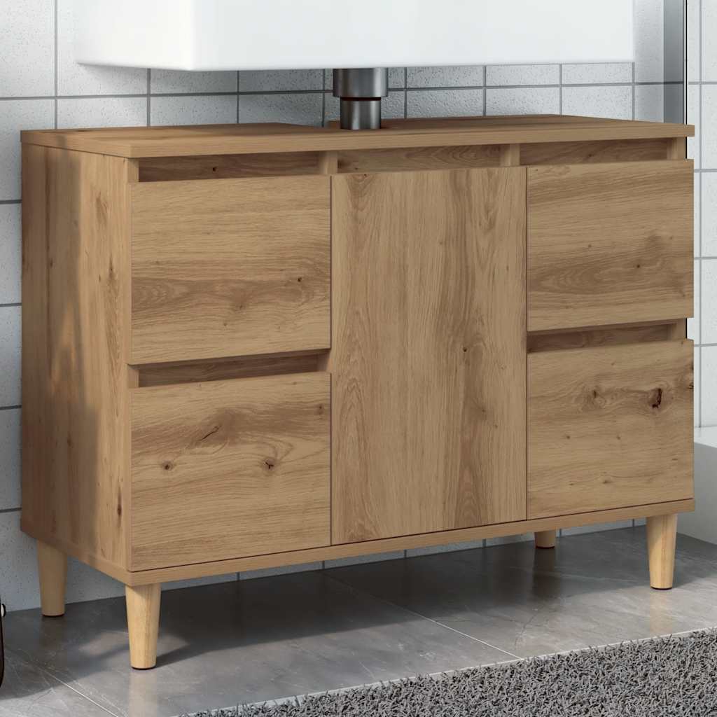 vidaXL Szafka pod umywalkę, dąb artisan, 80x33x60 cm