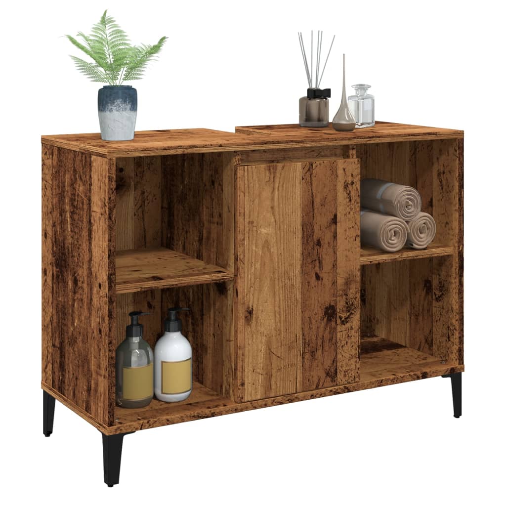 vidaXL Szafka pod umywalkę, stare drewno, 80x33x60 cm
